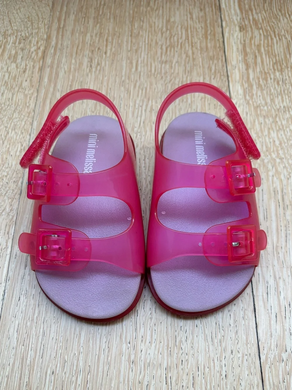 Mini Melissa Hot Pink Jelly Double-Buckle Sandals